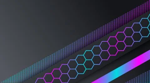 Dark Neon Technology Banner Background Template Stock Illustration