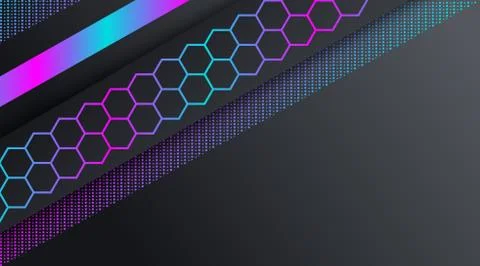Dark Neon Technology Banner Background Template Stock Illustration