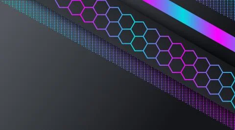 Dark Neon Technology Banner Background Template Stock Illustration