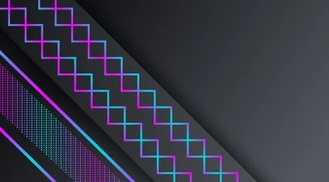 Dark Neon Technology Banner Background Template Illustrazione stock