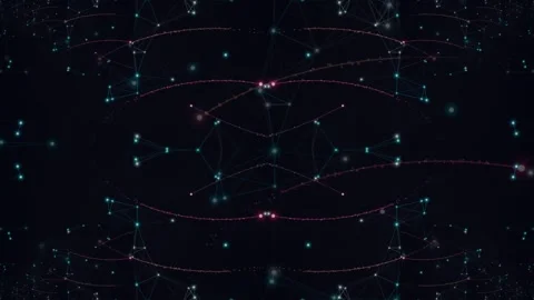 A dark network with glowing connected dots and lines Stock Footage 330075896
