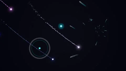 A dark night abstract with glowing particles and lines Stock Footage 330075894