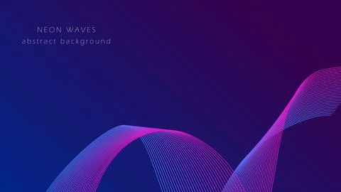 Dark night background with neon waves Stock Illustration
