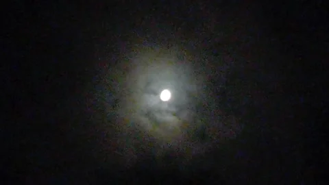 Dark Night Dramatic Sky With Moon Light And Moving Clouds (Timelapse) 動画素材 195808812