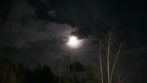 Dark Night Dramatic Sky With Moon Light Stock Footage 229656709