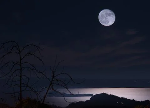 Dark night of full moon 写真素材