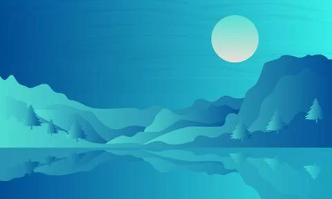 Dark Night landscape background Stock Illustration