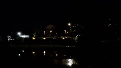 Dark Night Landscape with Lamp Light Stock Footage 338193658