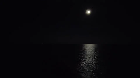 Dark Night At Sea Moonlight Reflections On The Water Stock Footage 222832081
