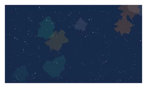Dark night sky with abstract shapes and scattered stars minimalist space scen Stock Illustration