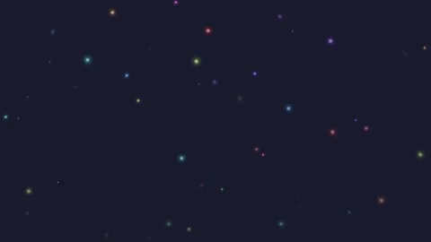 A dark night sky filled with small twinkling colorful stars and light orbs Video stock 335117211