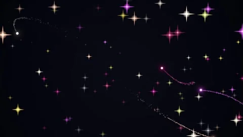 A dark night sky filled with various colored stars and trails Video stock 330075912