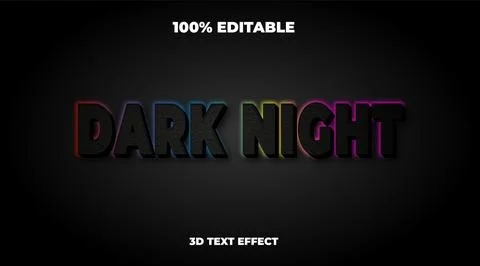 Dark night text effect with neon color abstract background, Stock Illustration