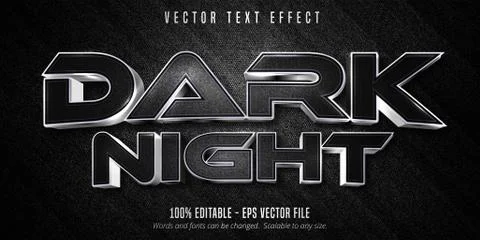 Dark night text, shiny silver style editable text effect Stock Illustration