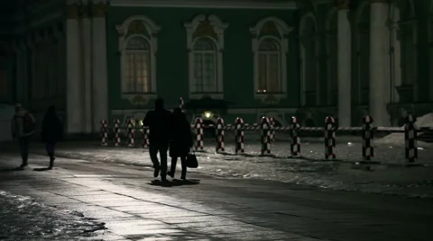 Dark night walk in the city Stock Footage 47347541