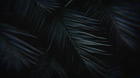 Dark Nighttime Palm Tree Leaf Background Stock Photos