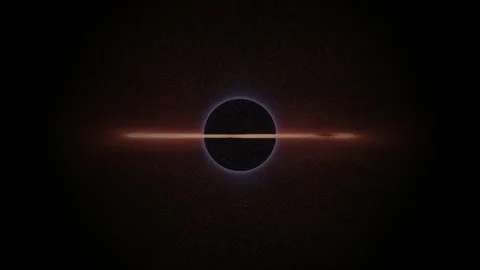 Dark Obsidian Black Hole with Glowing Orange Accretion Disk 3D Animation Stock Footage 345592149