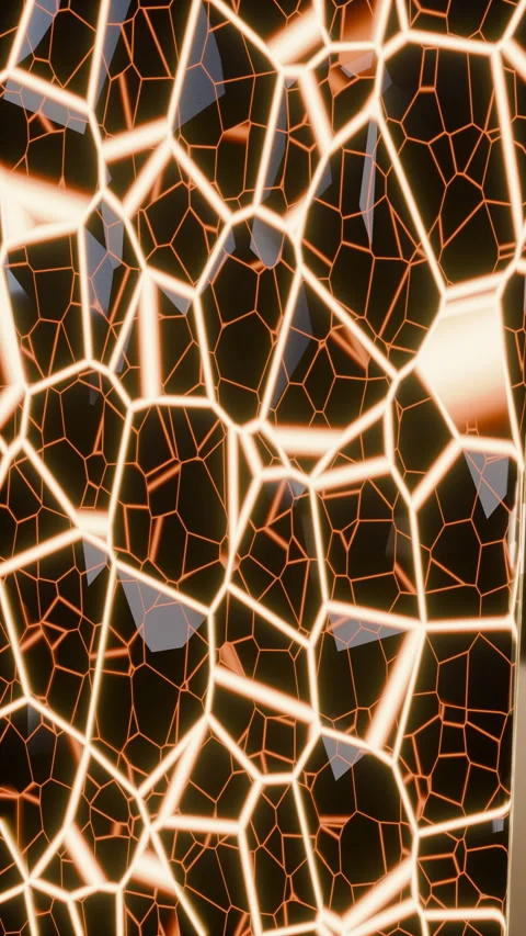 Dark Obsidian Surface with Glowing Orange Fracture Veins Vídeos de archivo 332250002