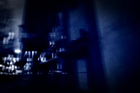 Dark Occult TV Effect with Blue Shadows Stock Illustration