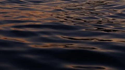 Dark ocean surface shimmering with warm golden reflections of the setting s.. Stock Footage 338504755