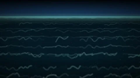 Dark Ocean Wave Line Loop - Deep Blue Rhythmic Water Backdrop Video stock 341955436