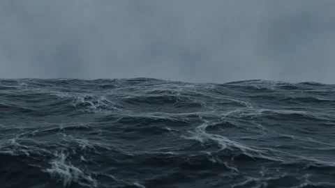 Dark Ocean Waves Under Overcast Sky Stock Footage 259175817