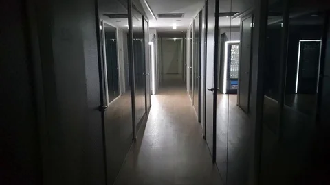 Dark office corridor Stock Footage 101431793