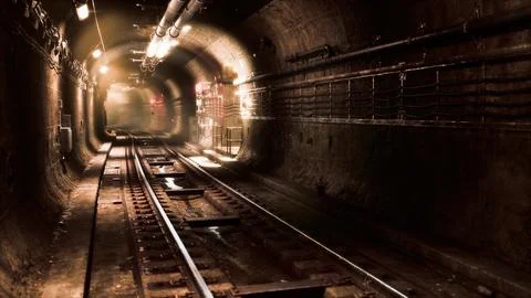 Dark old abandoned metro subway tunnel Stock Illustration