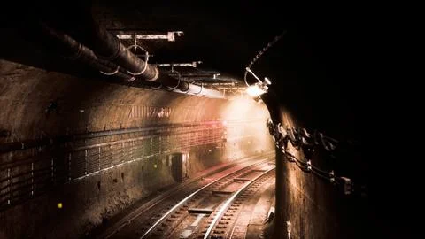 Dark old abandoned metro subway tunnel Stock Illustration