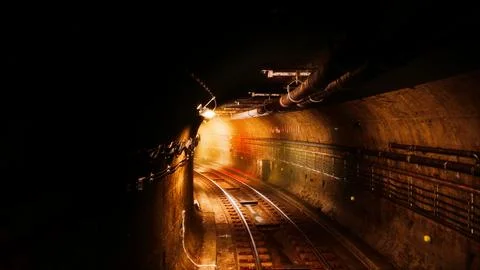 Dark old abandoned metro subway tunnel Stock Illustration