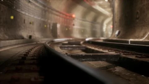 Dark old abandoned metro subway tunnel Stock Illustration