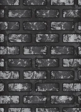 Dark old black brick wall . Eps 10 vector illustration Stock Illustration