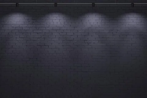 Dark old brick wall background with lamps Stock Illustration