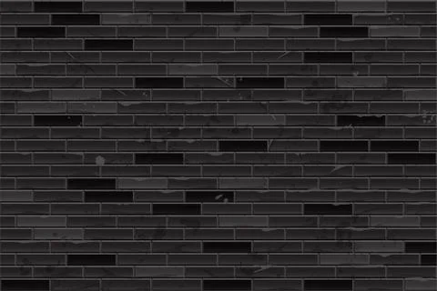 Dark, old brick wall texture. geometric ornament, brick pattern in black. Vec 스톡 일러스트