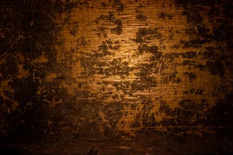 Dark old scary rusty rough golden and copper metal surface texture/background Stock Photos