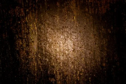 Dark old scary rusty rough golden and copper metal surface texture/background Stock Photos