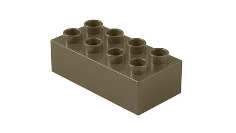 Dark Olive Plastic Lego Block Isolated on a White Background. Stock-Illustration