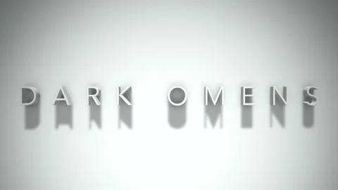 Dark Omens 3D title animation with shadows on a white background Video stock 296724176