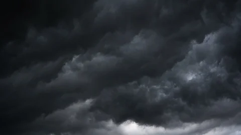 Dark ominous grey storm clouds. Dramatic sky. lighting in dark stormy clouds Stock Footage 112030259