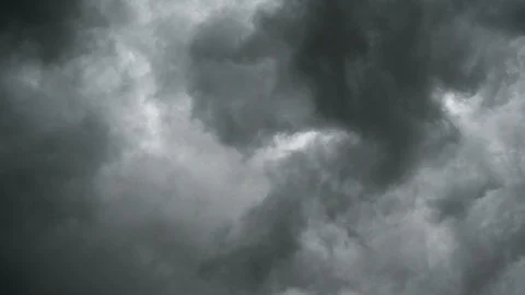 Dark ominous grey storm clouds. Dramatic sky. lighting in dark stormy clouds Stock Footage 112030843
