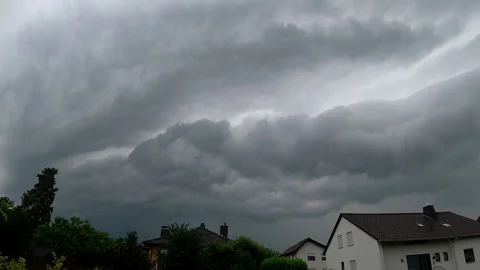 Dark ominous grey storm clouds. Dramatic sky. dark stormy clouds Timelapse Stock Footage 145354235