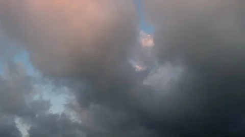 Dark orange and gray clouds moving fast Video stock 291526675