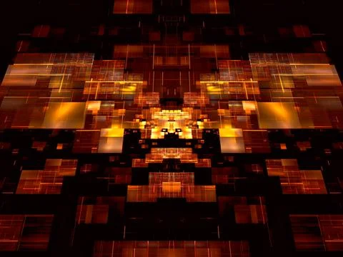 Dark orange background with glowing stripes - 3d illustration Stock Illustration