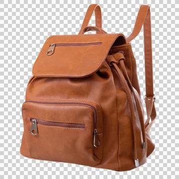 Dark orange backpack isolated on transparent background in three-quarter view Stock Photos