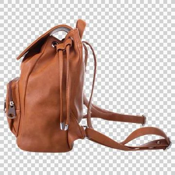 Dark orange backpack isolated on transparent background in side view Stock Photos