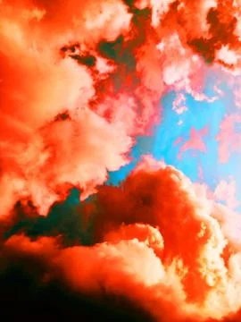 Dark orange cloudy textured, colored smoke, illustrative background Stock Illustration