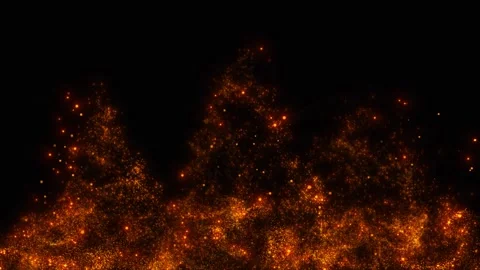 Dark orange particle wave background fiery glitter clouds, glowing embers, smoky Stock Footage 340402790