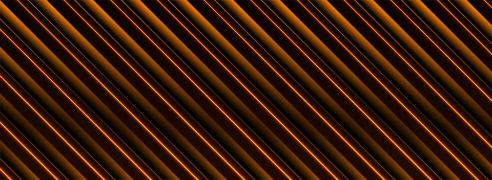 Dark orange smooth stripes abstract futuristic background with neon lines Stock Illustration