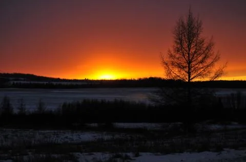 Dark Orange sunset Stock Photos