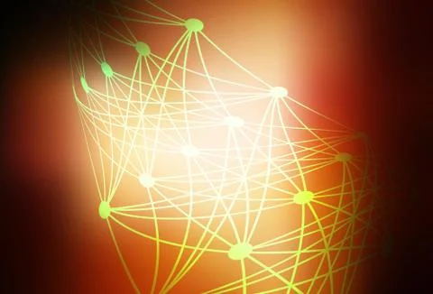 Dark Orange vector backdrop with artificial intelligence data. Stock Illustration